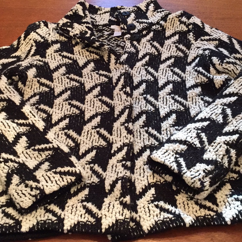CHICO’S Sweater Jacket Snap Front Chunky Warm Sz M